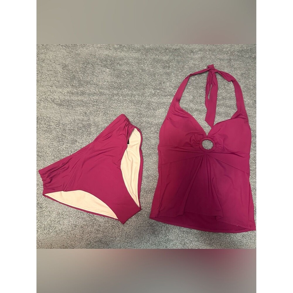 White House Black Market‎ Halter Tankini 2 Piece Set SZ M Color Fuchsia